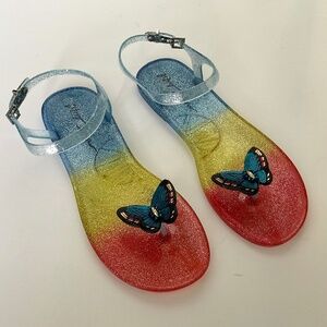 BETSEY JOHNSON Tabby Rainbow Butterfly Jelly Sandals 7.5 EU 38 NWOT